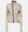Rick Owens Gary Coated Leather-blend Biker Jacket In Gold