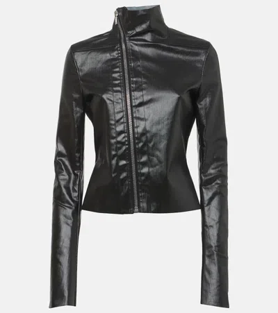 Rick Owens Gary Black Jacket With High Neck And Asymmetric Zip Closure In Viscose Blend Woman