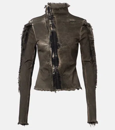 Rick Owens Gary Distressed Denim Jacket In Multi