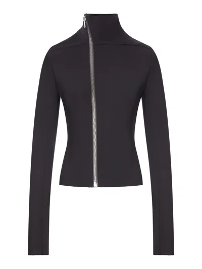 Rick Owens Gary Fitted Jacket With Asymmetric Zip In Black
