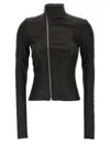 Rick Owens Asymmetric Black Stretch Leather Jacket In Black