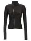 Rick Owens Asymmetric Black Stretch Leather Jacket In Black