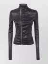 Rick Owens Asymmetric Black Stretch Leather Jacket