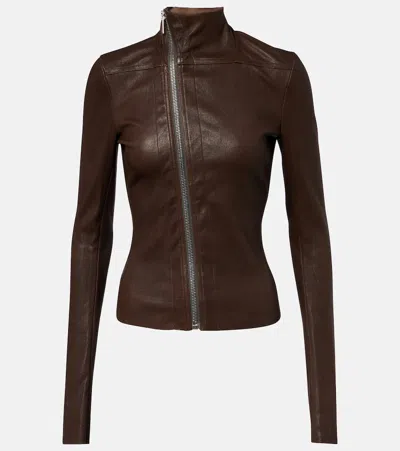 Rick Owens Gary Leather And Cotton-blend Jacket In Burgundy