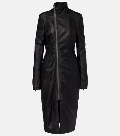 Rick Owens Gary Coat High Collar Long Sleeves In Black