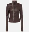 Rick Owens Womens Darkdust Gary High-neck Stretch-leather Blend Jacket In Brown
