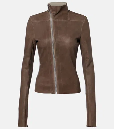 Rick Owens Gary Leather Jacket In Brown