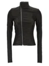 Rick Owens Asymmetric Black Stretch Leather Jacket In Black