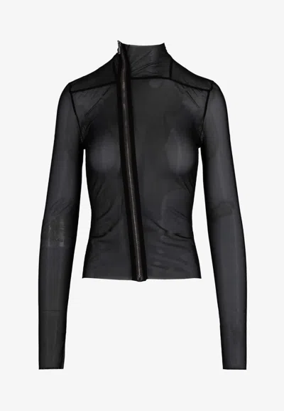 Rick Owens Gary Slim-fit Asymmetric-zip Jacket In Black