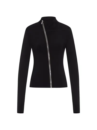 Rick Owens Gary Fitted High Collar Long Sleeve Jacket In Black