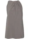Rick Owens Gathered Crepe Tank Top In Grey