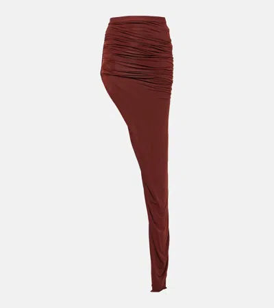 Rick Owens Gathered Maxi Skirt In Brown