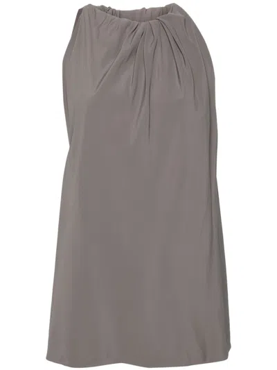 Rick Owens Gathered Neckline Beige Tank Top In Gray