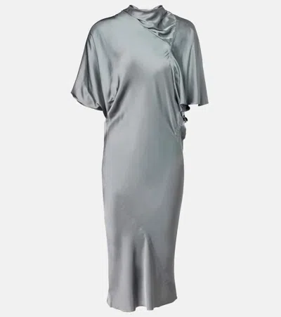 RICK OWENS GATHERED SATIN MIDI DRESS