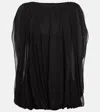 Rick Owens Gathered Silk Chiffon Top In Black