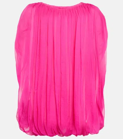 RICK OWENS GATHERED SILK CHIFFON TOP
