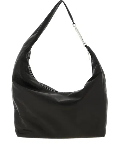RICK OWENS GEMINI ZIP HOOK LEATHER SHOULDER BAG