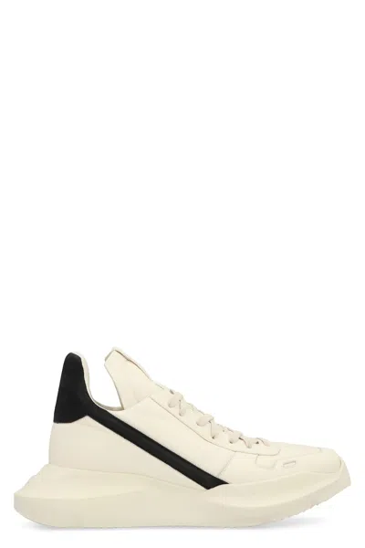 Rick Owens Geo Geth Leather High-top Sneakers In Panna