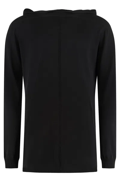Rick Owens Geo Oversize Cotton Hoodie Sweater In Black