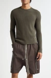 Rick Owens Geo Rib Virgin Wool Sweater In Brown