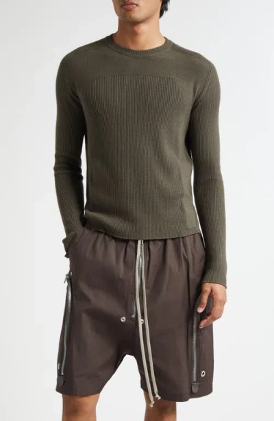 Rick Owens Geo Rib Virgin Wool Sweater In Brown