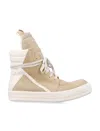 Rick Owens Hollywood Geobasket High Top Sneakers Parchment And Milk