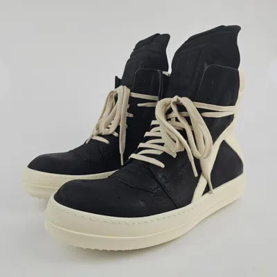 Pre-owned Rick Owens Geobasket Black/milk Calf Sneakers Size 40 New