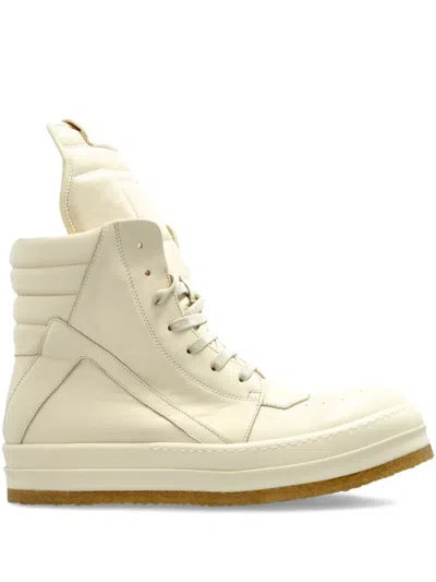 Rick Owens Geobasket High-top Lace-up Sneakers In White