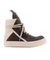 Rick Owens Geometric High-top Sneakers Unique Laces In Brown