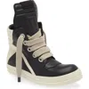 Rick Owens Geobasket High Top Sneaker In Black/ Milk/ Milk