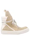 Rick Owens Hollywood Geobasket High Top Sneakers Parchment And Milk In Beige