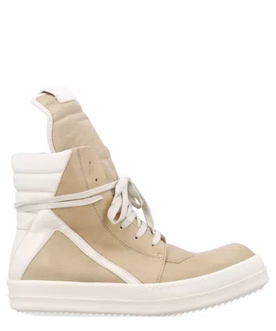 Rick Owens Geobasket High-top Sneakers In Beige