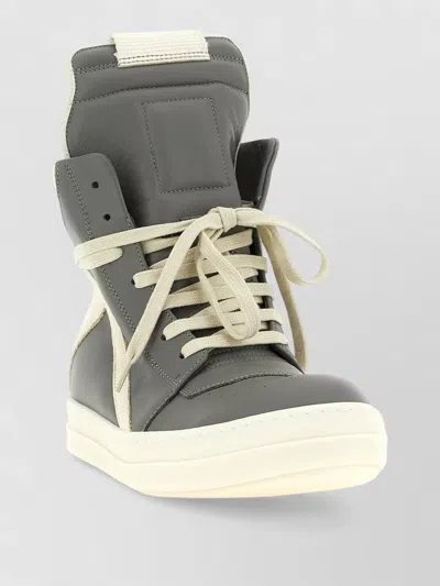 Rick Owens Geobasket High Top Sneakers Contrast Panels In Gray