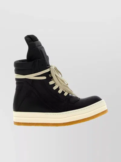 Rick Owens Geobasket High-top Sneakers Contrast Sole In Black