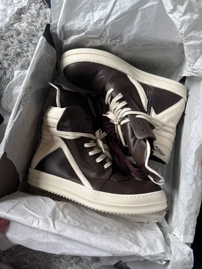 Pre-owned Rick Owens Geobasket High-top Sneakers-dmc In Brown