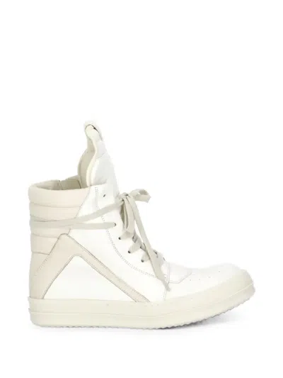 Rick Owens Geobasket High-top Leather Sneakers In White