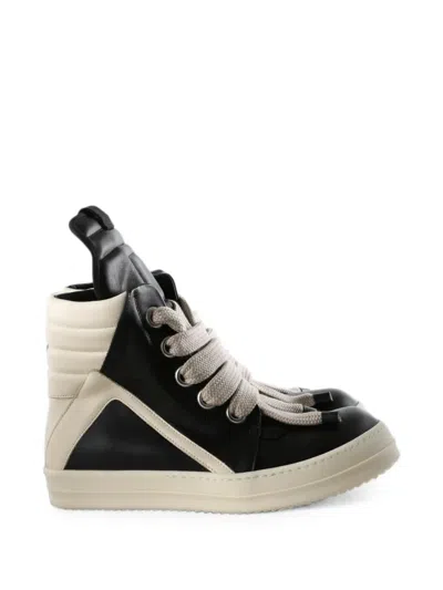 Rick Owens Jumbolace Geobasket High-top Leather Sneakers In Black