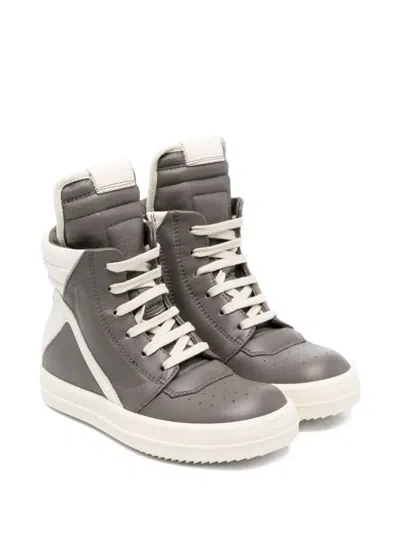 Rick Owens Kids' Geobasket High-top Sneakers In Gray