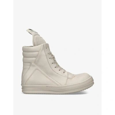 Rick Owens Womens Cream Geobasket Lace-up Leather High-top Trainers