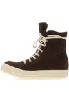 Rick Owens Geobasket Lace-up Zip Sneakers In Brown