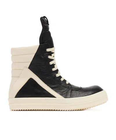 Rick Owens Geobasket Leather High Top Sneakers In Black