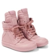 Rick Owens Geobasket Leather High-top Sneakers In Dusty Pink/dusty Pink