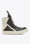 Rick Owens Geobasket Leather High-top Sneakers In Green