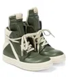 Rick Owens Geobasket Leather High-top Sneakers In Moss/milk/milk