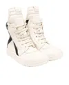 Rick Owens Geobasket Leather High-top Sneakers In White