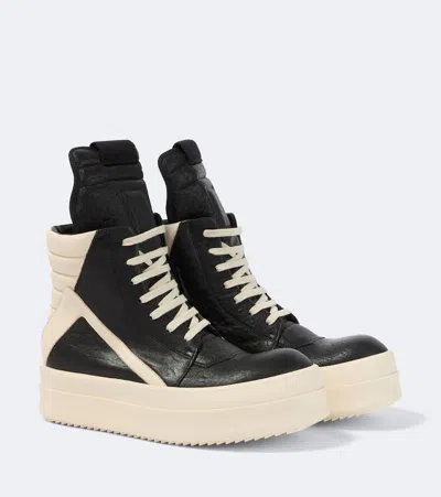 Rick Owens Gray Tower Geobasket Sneakers In Black