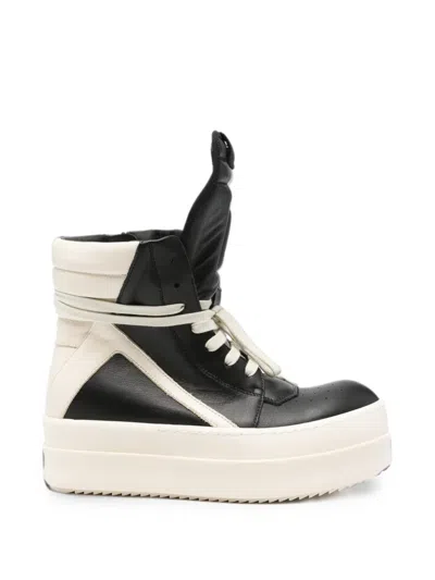 Rick Owens Geobasket Leather Sneakers In Black