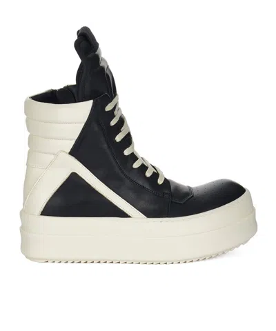 Rick Owens Geobasket Leather Sneakers In Black