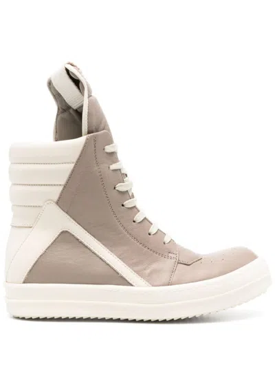 Rick Owens Geobasket Leather Sneakers In Pink