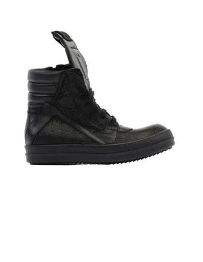 Rick Owens Geobasket Padded Zip-fastening High-top Sneakers In Black